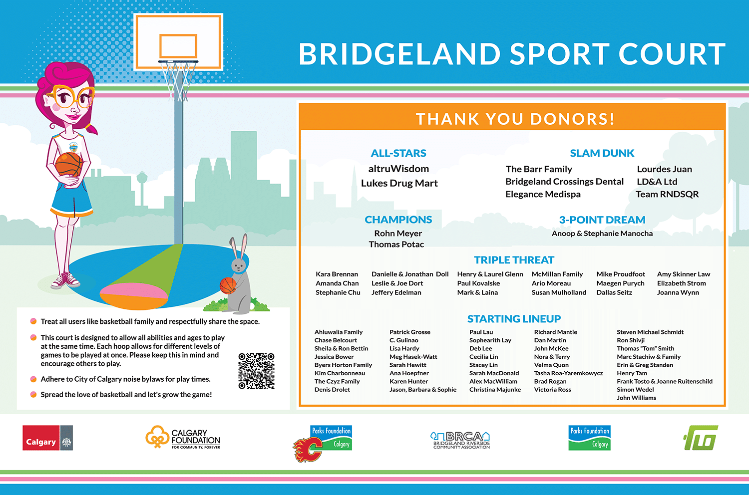 Bridgeland Sports Court Donor Recognition Signage